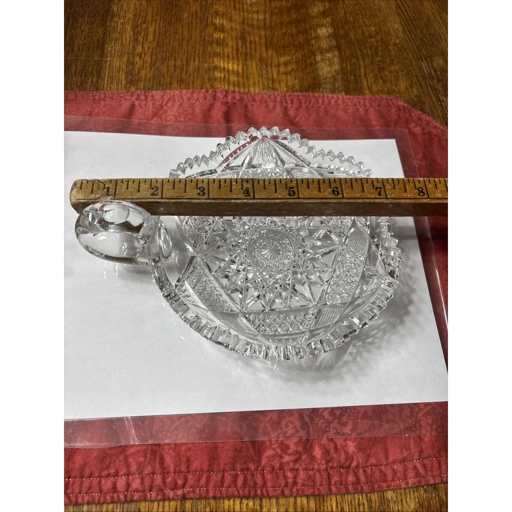 ABP Finely Cut Glass Nappy Hobstar Saw Tooth‎ Rim American Brilliant Period